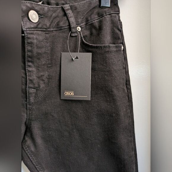 NWT ASOS Black Distressed Skinny Jeans Size 28 - Picture 2 of 7